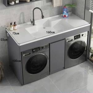 Tủ máy giặt + máy sấy kèm bàn giặt tay CHINOX  (3 trong 1) 160x73x100cm ( nhôm tổ ong) ( 2 màu trắng - ghi xám) - tặng vòi đi kèm